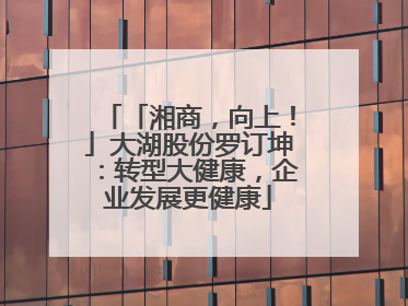 「湘商，向上！」大湖股份罗订坤：转型大健康，企业发展更健康
