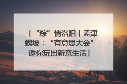 “粽”情洛阳丨孟津魏坡：“有意思大会”邀你玩出新意生活