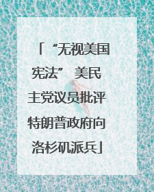 “无视美国宪法” 美民主党议员批评特朗普政府向洛杉矶派兵