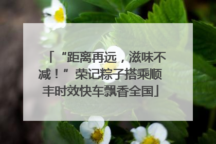“距离再远，滋味不减！”荣记粽子搭乘顺丰时效快车飘香全国