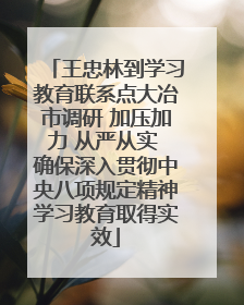 王忠林到学习教育联系点大冶市调研 加压加力 从严从实 确保深入贯彻中央八项规定精神学习教育取得实效