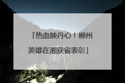 热血映丹心！郴州英雄在湘获省表彰
