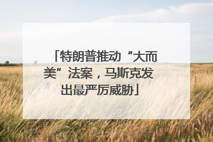 特朗普推动“大而美”法案，马斯克发出最严厉威胁