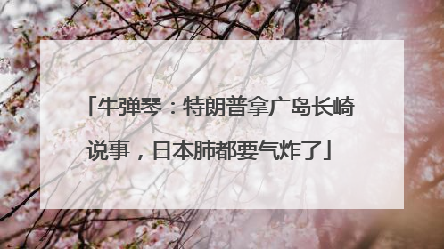 牛弹琴：特朗普拿广岛长崎说事，日本肺都要气炸了