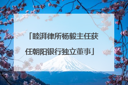 睦湃律所杨毅主任获任朝阳银行独立董事