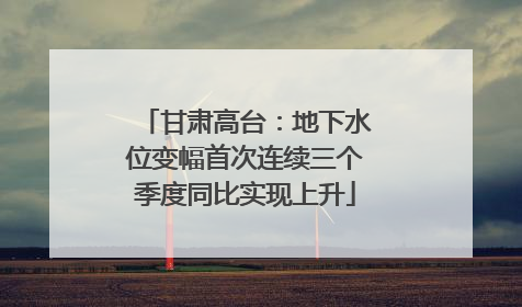 甘肃高台：地下水位变幅首次连续三个季度同比实现上升