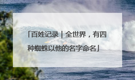 百姓记录｜全世界，有四种蜘蛛以他的名字命名