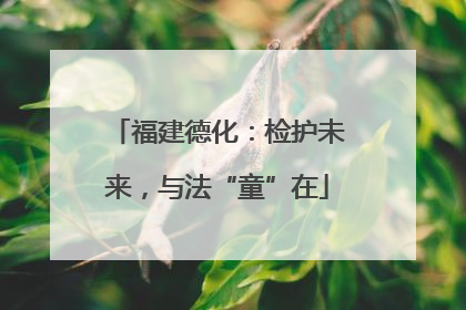 福建德化：检护未来，与法“童”在