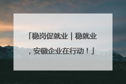 稳岗促就业｜稳就业，安徽企业在行动！