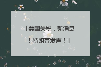 美国关税，新消息！特朗普发声！