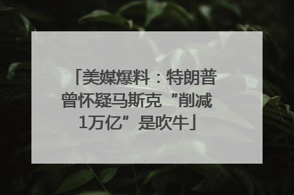 美媒爆料：特朗普曾怀疑马斯克“削减1万亿”是吹牛