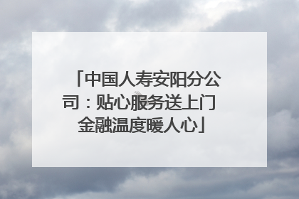 中国人寿安阳分公司：贴心服务送上门 金融温度暖人心