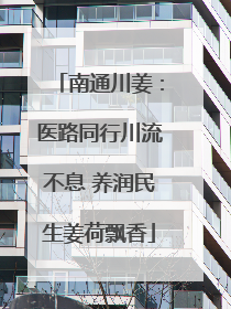 南通川姜：医路同行川流不息 养润民生姜荷飘香