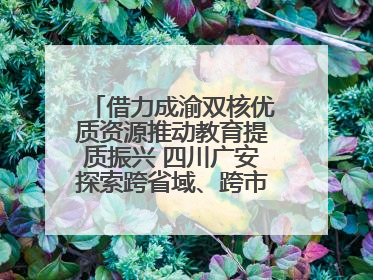 借力成渝双核优质资源推动教育提质振兴 四川广安探索跨省域、跨市域教育协同发展新路径
