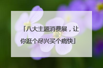 八大主题消费展，让你逛个尽兴买个痛快