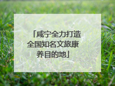 咸宁全力打造全国知名文旅康养目的地