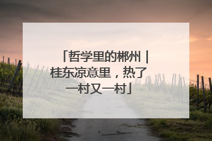 哲学里的郴州｜桂东凉意里，热了一村又一村