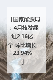 国家能源局：4月核发绿证2.16亿个 环比增长23.94%