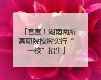 官宣！湖南两所高职院校将实行“一校”招生