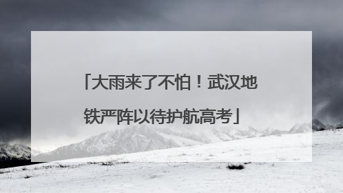 大雨来了不怕！武汉地铁严阵以待护航高考