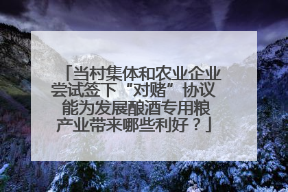 当村集体和农业企业尝试签下“对赌”协议 能为发展酿酒专用粮产业带来哪些利好？