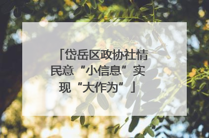 岱岳区政协社情民意“小信息”实现“大作为”