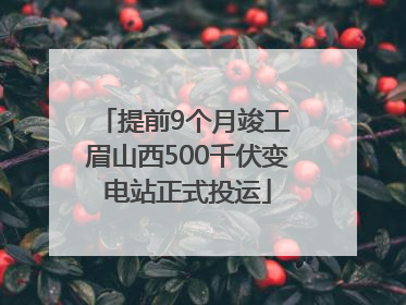 提前9个月竣工 眉山西500千伏变电站正式投运