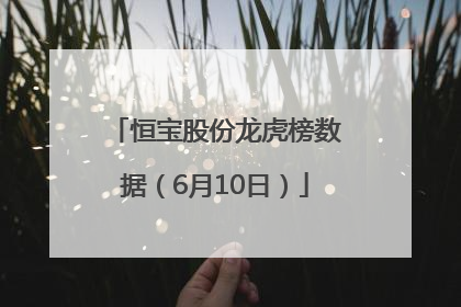 恒宝股份龙虎榜数据（6月10日）