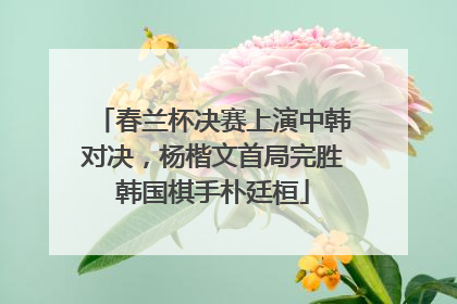 春兰杯决赛上演中韩对决，杨楷文首局完胜韩国棋手朴廷桓
