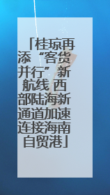 桂琼再添“客货并行”新航线 西部陆海新通道加速连接海南自贸港
