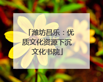 潍坊昌乐：优质文化资源下沉文化书院