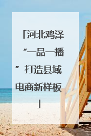 河北鸡泽“一品一播”打造县域电商新样板