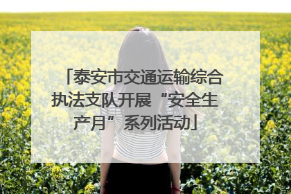 泰安市交通运输综合执法支队开展“安全生产月”系列活动