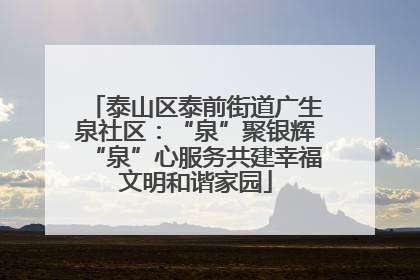 泰山区泰前街道广生泉社区：“泉”聚银辉“泉”心服务共建幸福文明和谐家园