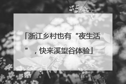 浙江乡村也有“夜生活”，快来溪望谷体验
