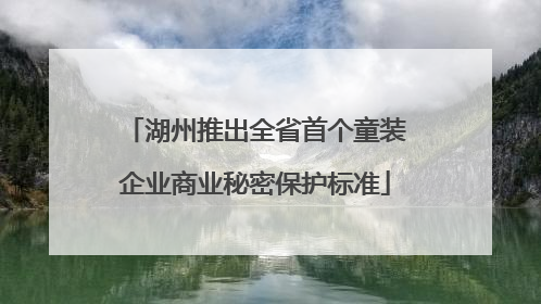 湖州推出全省首个童装企业商业秘密保护标准