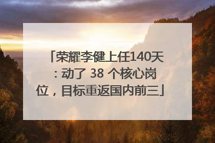 荣耀李健上任140天：动了 38 个核心岗位，目标重返国内前三