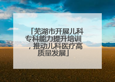 芜湖市开展儿科专科能力提升培训，推动儿科医疗高质量发展