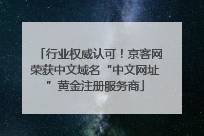 行业权威认可！京客网荣获中文域名“中文网址”黄金注册服务商