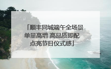 顺丰同城端午全场景单量高增 高品质即配点亮节日仪式感