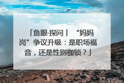 鱼眼·探问丨 “妈妈岗”争议升级：是职场福音，还是性别枷锁？