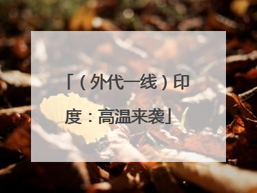 （外代一线）印度：高温来袭