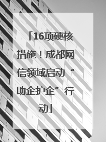 16项硬核措施！成都网信领域启动“助企护企”行动