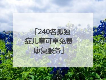 240名孤独症儿童可享免费康复服务