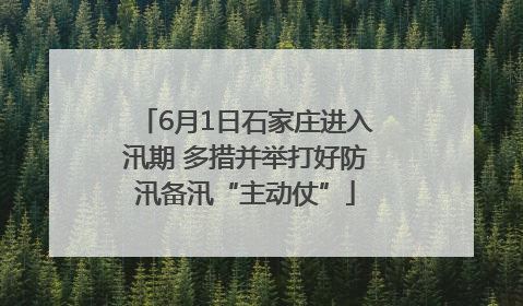 6月1日石家庄进入汛期 多措并举打好防汛备汛“主动仗”
